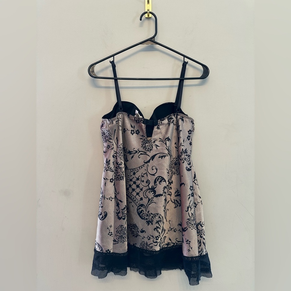 Late Y2K Era Ambrielle Cream and Black Babydoll Style Lace Lingerie Size Medium - Picture 6 of 6